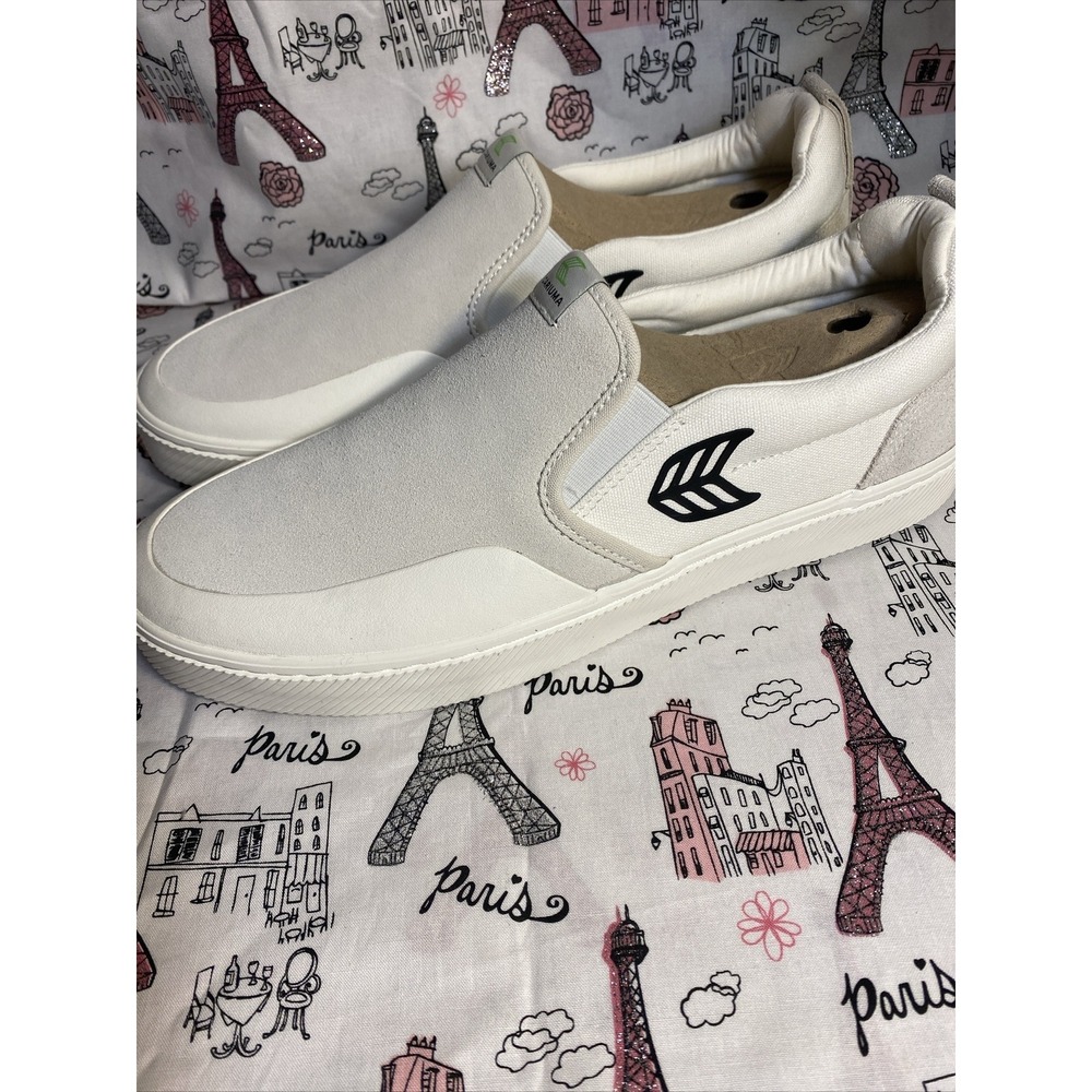 Carisma Slip On Pro Skate Off White Canvas Vintage White Suede Black Logo Sneake